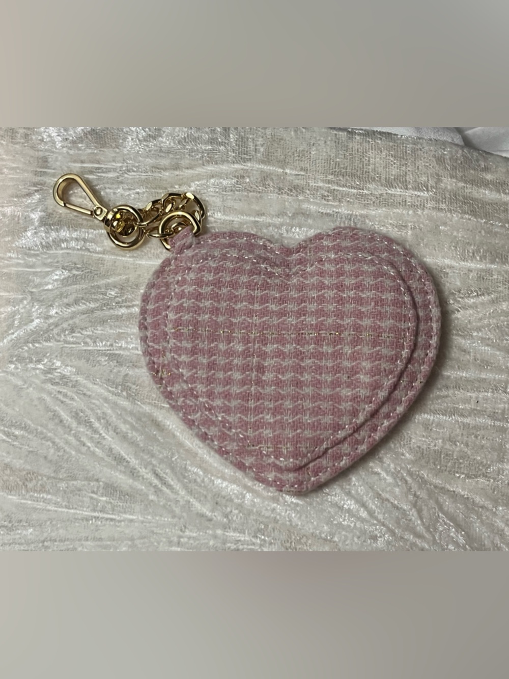 NWT Stoney Clover Lane Shimmery Woven Heart Charm Bag